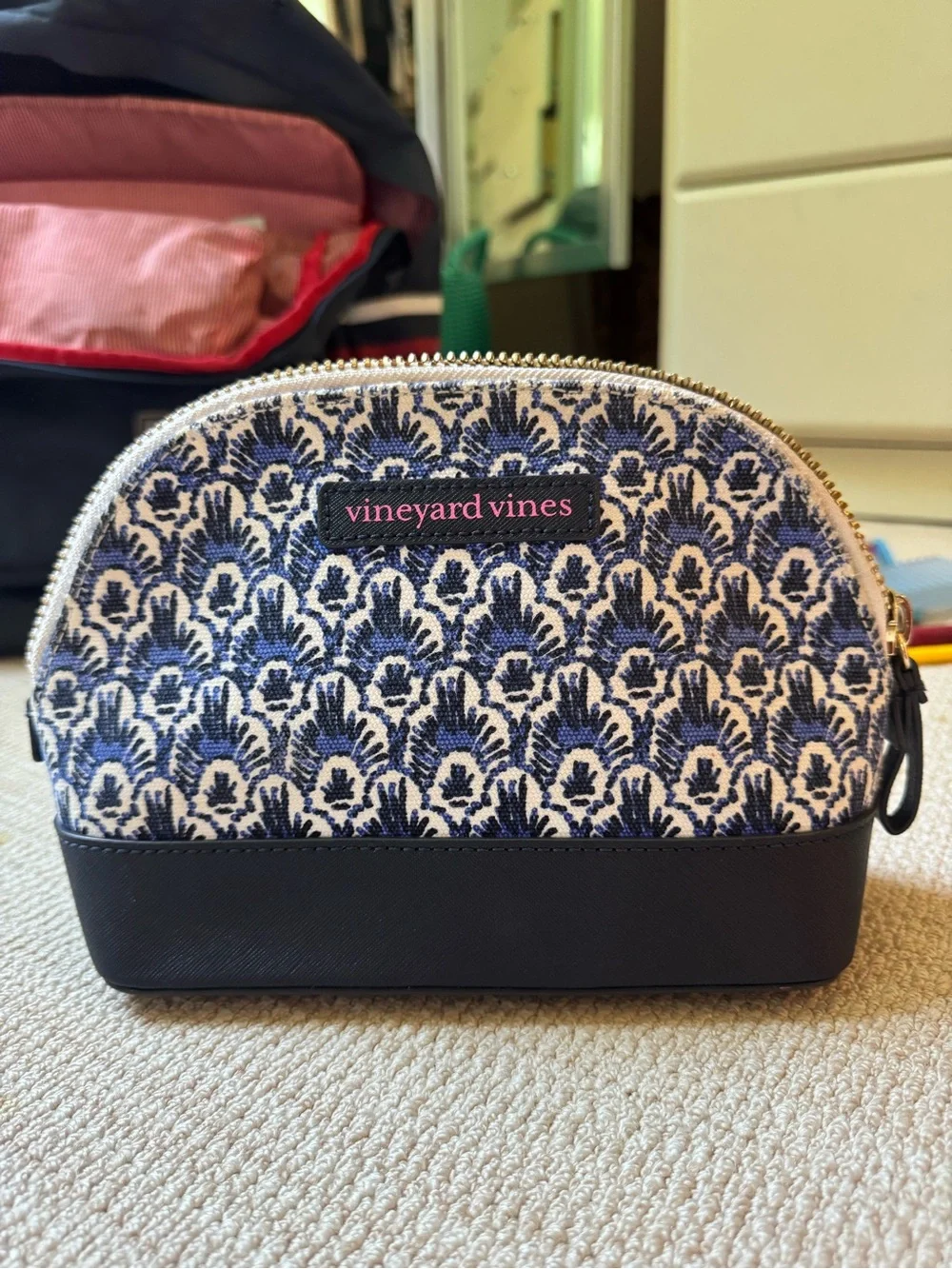 Vineyard Vines Navy & White Patterned Cosmetic Case